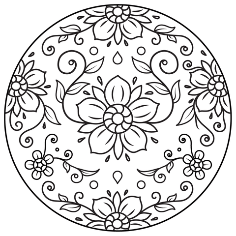 Floral Mandala Coloring Page